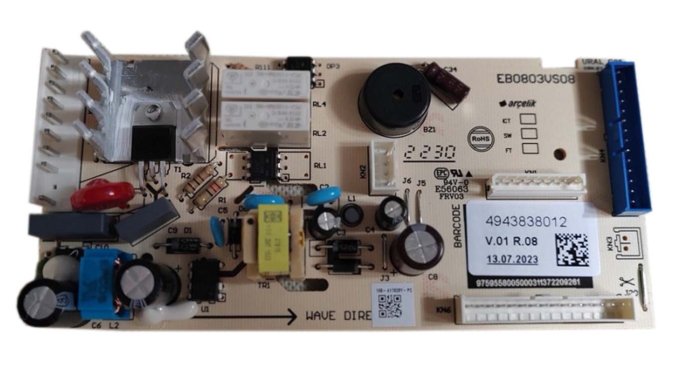 Модуль управления для холодильника Beko FNKW290T21W, B1RFNK312S RU 4943838012, 4943838011 (V01R08, G08-01, EB0803VS08)