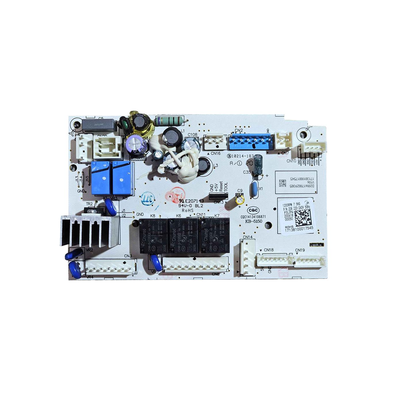 Модуль для стиральной машины WEISSGAUFF DEXP 17138100017545 (1200RPM, P/N 208 220-240V, D2003210012281, V106, CQC14134106871, E207143)