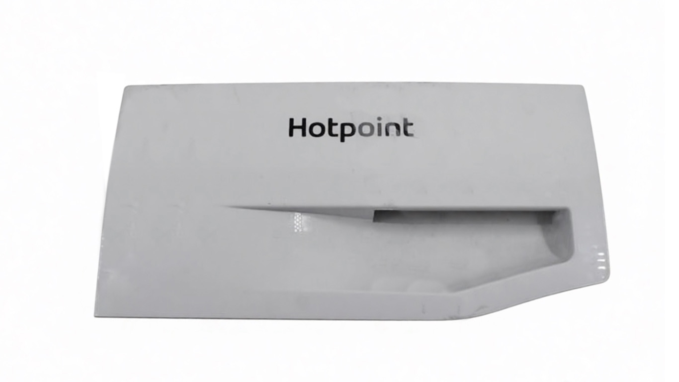 Крышка дозатора для стиральной машины HOTPOINT 90000117 (цвет: белый, информация на панели W11215195, W11215207, размер панели 214мм/110мм, 95мм)