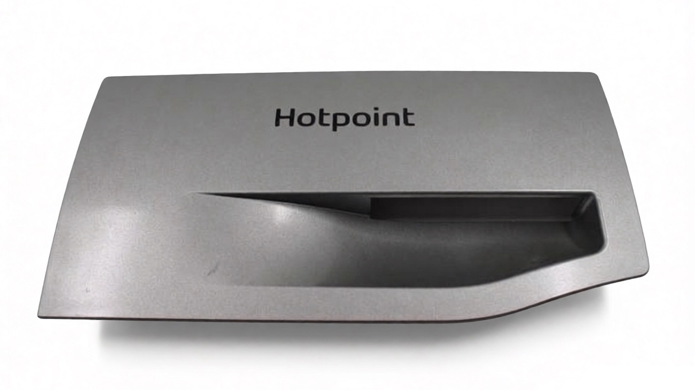 Крышка бункера порошка для стиральной машины HOTPOINT 90000157 (цвет: серебристый, информация на панели 250007049, размер панели 214мм/110мм, 95мм)