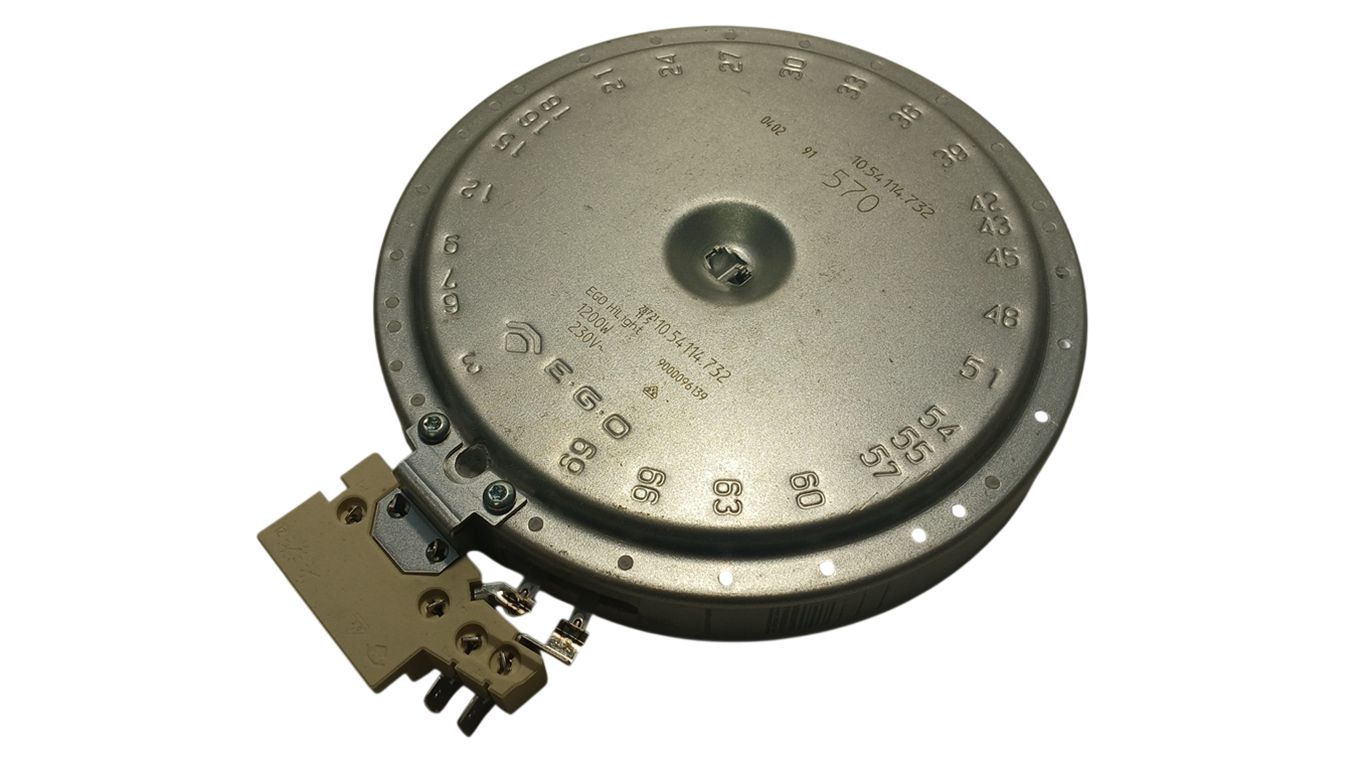 Конфорка для плиты, варочной поверхности Bosch 490193 (9000083282-570, 1200w, D 270мм-165мм 3 клеммы)