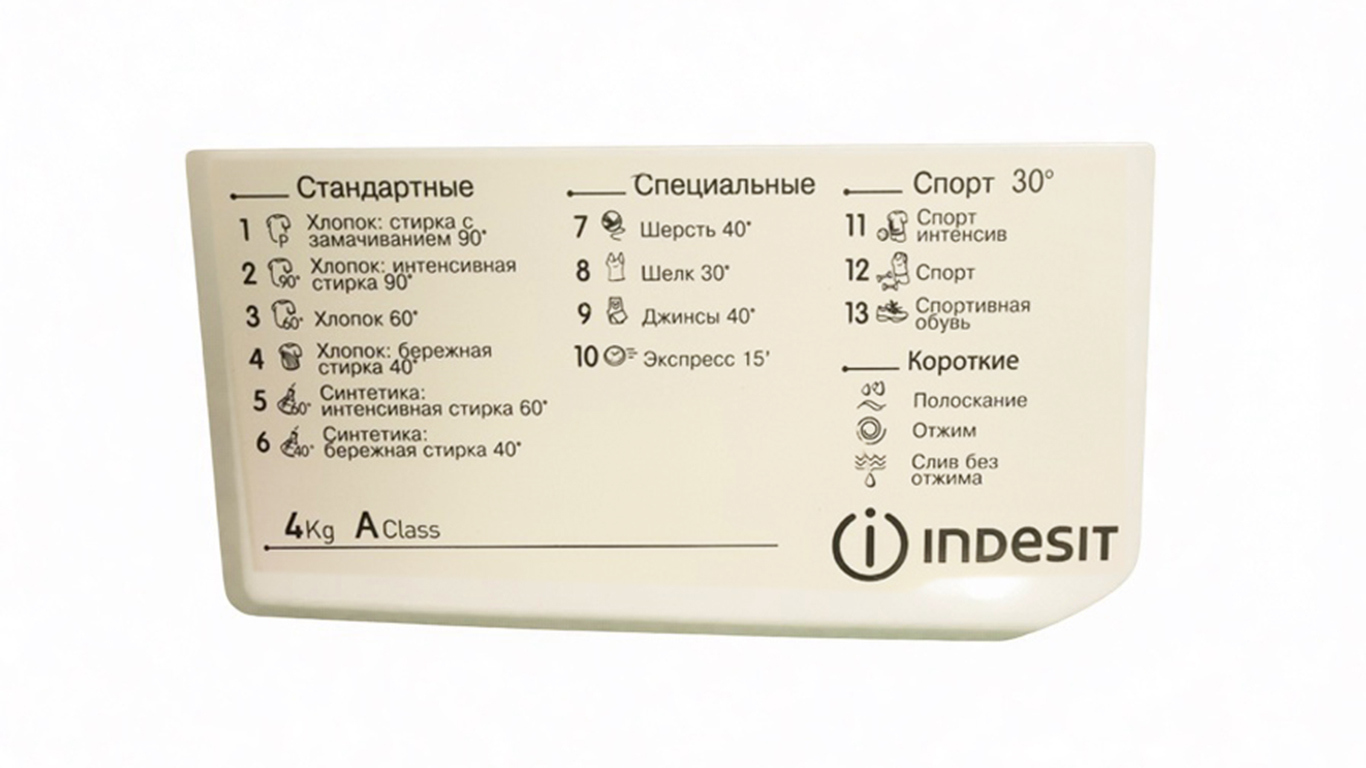 Крышка дозатора для стиральной машины Indesit 148039597111 (информация на панели: 148039597, размер панели: 217мм/110мм, 105мм, 13программ 4кг)