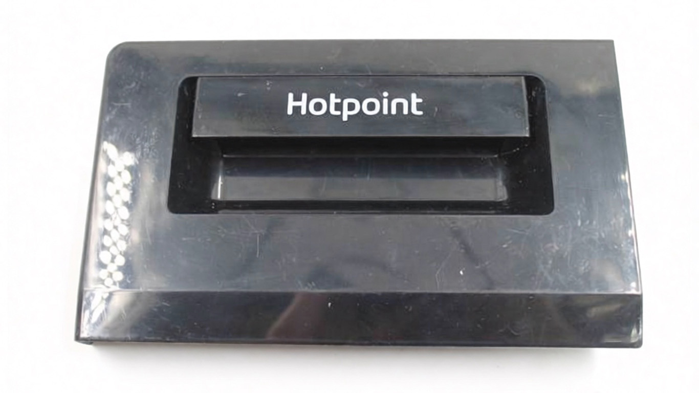 Крышка дозатора для стиральной машины HOTPOINT 2459509233 (цвет: черный, информация на панели KN2, 285153, размер панели 216мм/131мм)